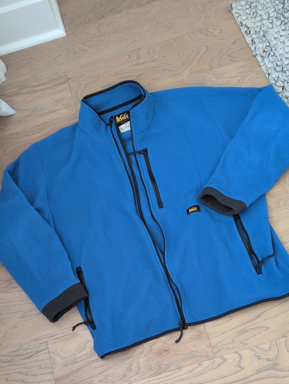 REI Polartec Blue Fleece Full-Zip Jacket with Black Trim Men's X/